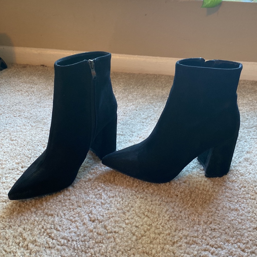 Black chunky heel booties